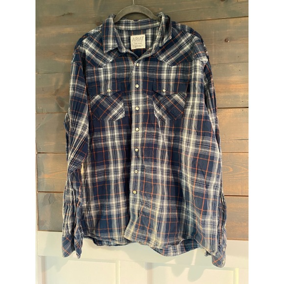Ariat Retro Fit XXL Plaid Western Shirt Mens Long Sleeve Button Up Cowboy Rodeo - Picture 3 of 7